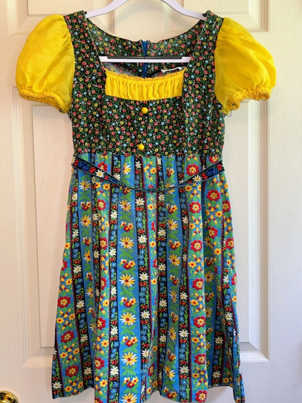 Vtg 70s LANZ of SALZBURG Prairie Dress Floral Cotton Milkmaid Peasant Dirndl S/M
